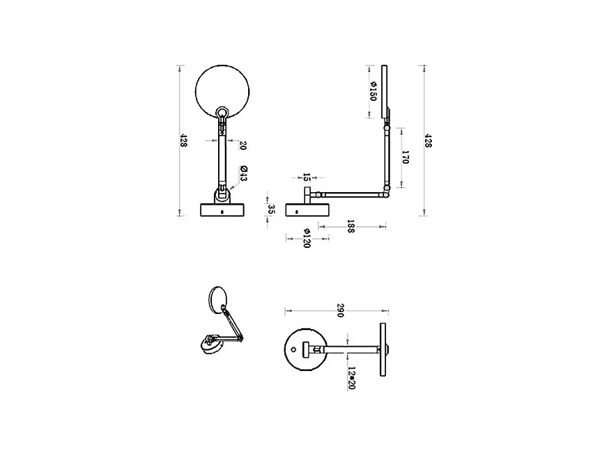 Regina - Okrągła, regulowana lampa ścienna Fabas Luce - ściemnialna lampa ścienna LED 9 W z CCT (3000 K, 4000 K, 5000 K, 6000 K) - biała
