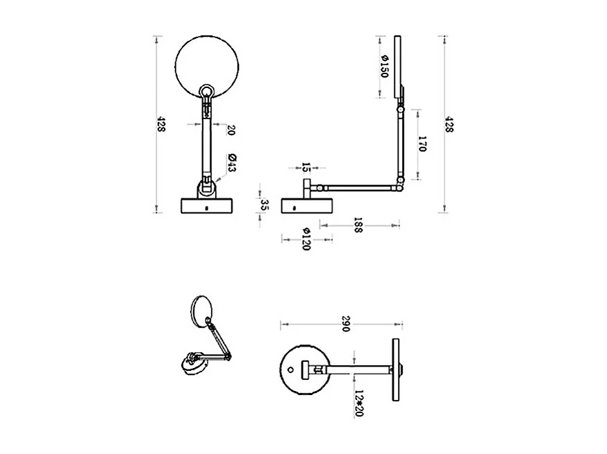 Regina - Okrągła, regulowana lampa ścienna Fabas Luce - ściemnialna lampa ścienna LED 9 W z CCT (3000 K, 4000 K, 5000 K, 6000 K) - biała