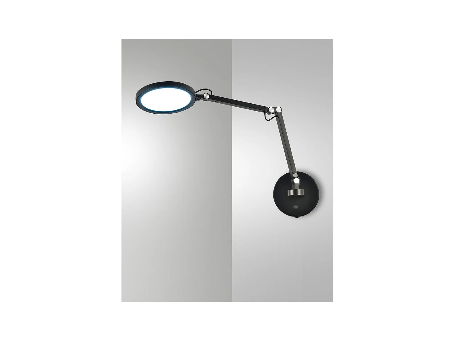 Regina - Fabas Luce Ronde Verstelbare Wandlamp - 9W Dimbare LED Wandlamp met CCT (3000K, 4000K, 5000K, 6000K) - Zwart