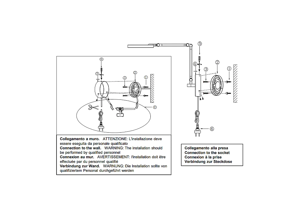 Regina - Fabas Luce Ronde Verstelbare Wandlamp - 9W Dimbare LED Wandlamp met CCT (3000K, 4000K, 5000K, 6000K) - Zwart
