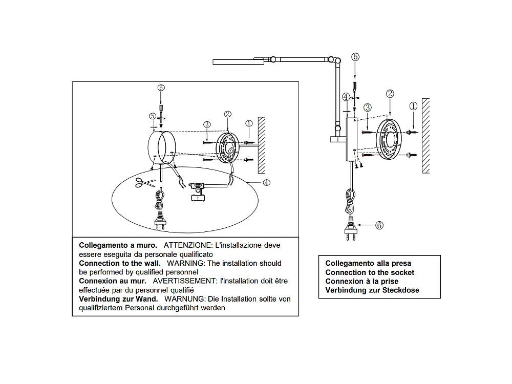 Regina - Fabas Luce runde, verstellbare Wandleuchte - 9 W dimmbare LED-Wandleuchte mit CCT (3000 K, 4000 K, 5000 K, 6000 K) - Schwarz
