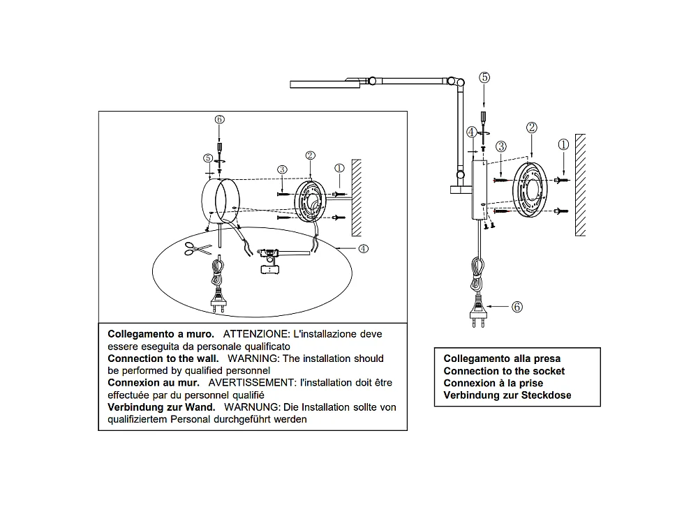 Regina - Lampada da muro orientabile rotonda Fabas Luce - Applique LED 9W dimmerabile CCT (3000K 4000K 5000K 6000K) - Nera