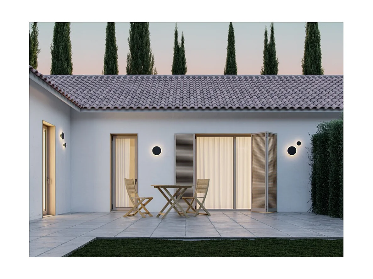 Mac Wall XL Noir - Applique murale LED 20 W avec interrupteur CCT, 2700 K/3200 K/4000 K, aluminium, 360 degrés - Beneito & Faure