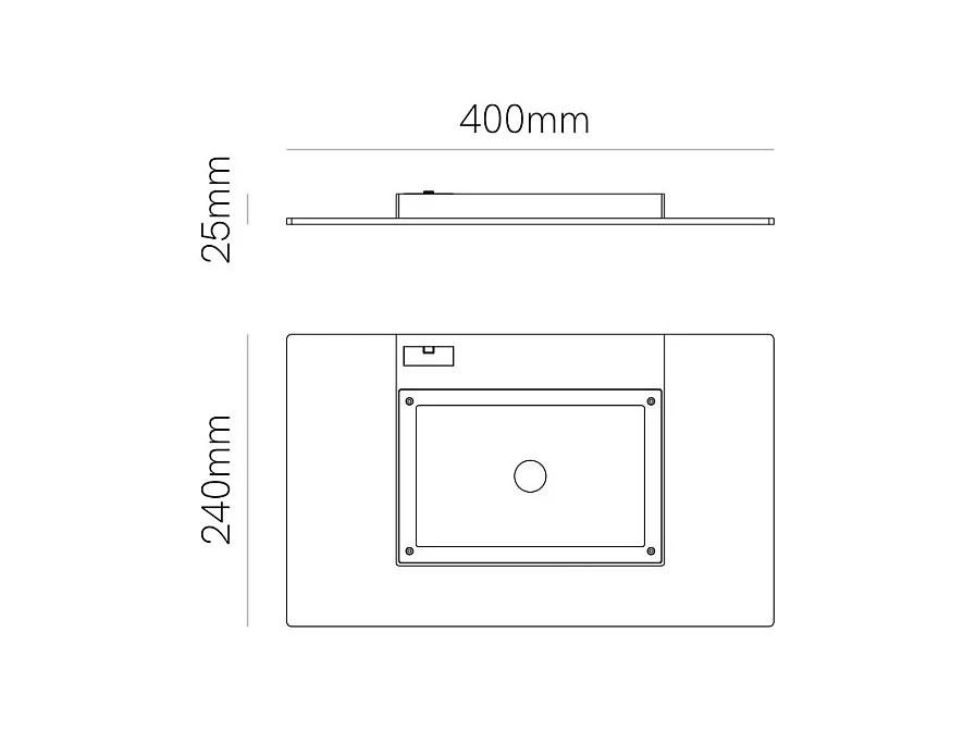 Pla XL Black - 35W LED Kinkiet CCT Switch 2700K/3200K/4000K w kolorze aluminium, Kinkiet z oświetleniem od góry - Beneito & Faure