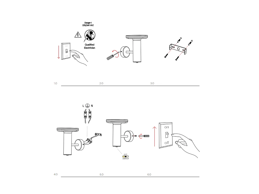 Mac Wall Base Black - Kinkiet LED 12W z przełącznikiem CCT 2700K/3200K/4000K, aluminiowy - Beneito & Faure
