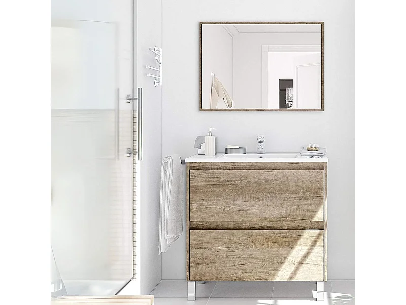 Conjunto de baño Dakota lavabo + mueble de lavabo + espejo nordik