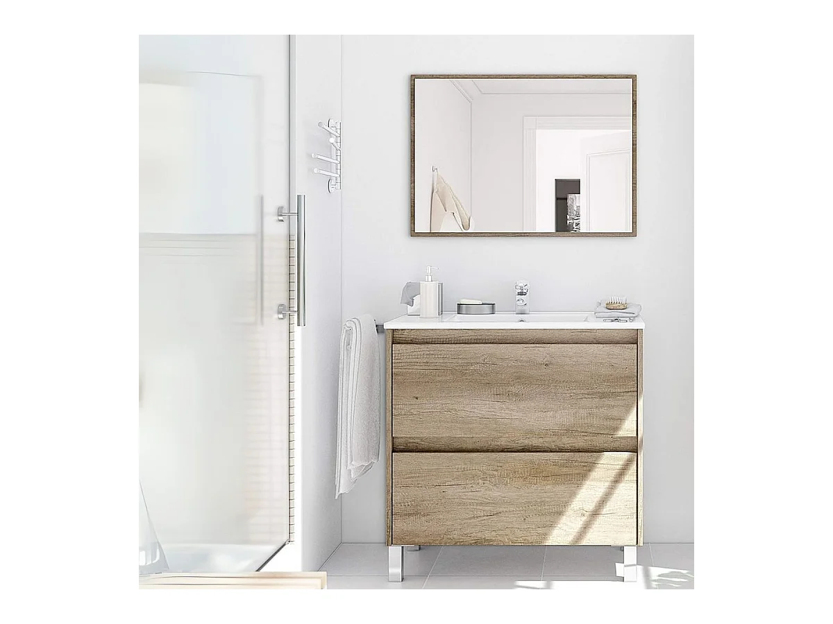 Conjunto de baño Dakota lavabo + mueble de lavabo + espejo nordik
