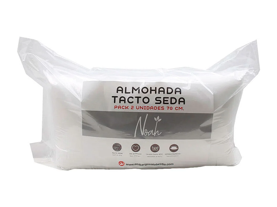 Pack de 2 almohadas Noah fibra tacto seda antialérgicas 70 cm