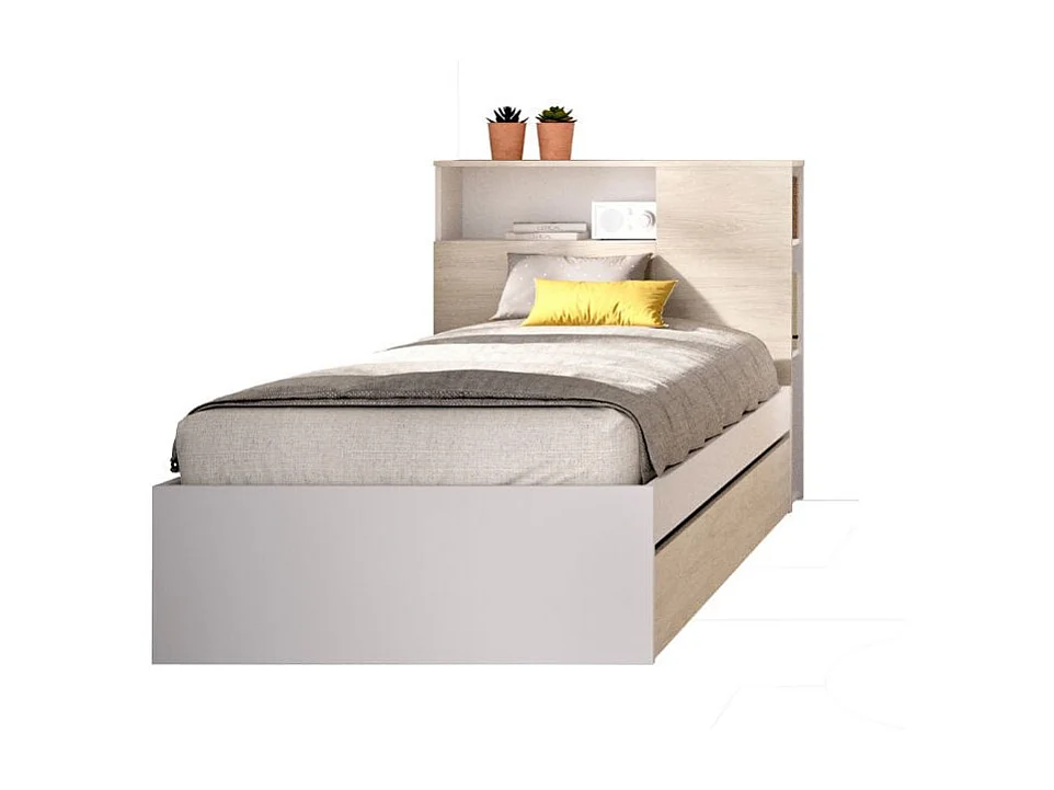 Cabecero con aro arrastre Ten natural/blanco 95x97x21,8 cm