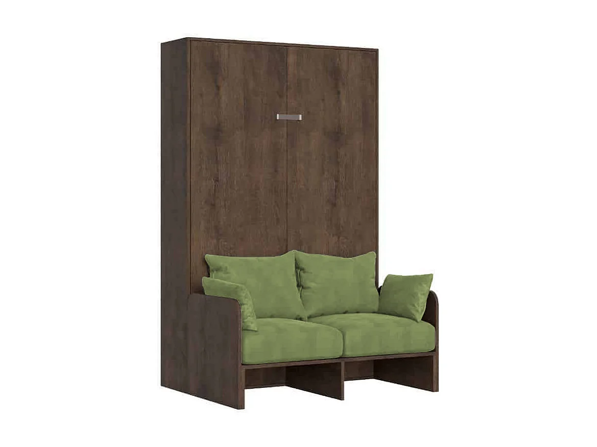 Kentaro 140cm Frans opklapbed met notenhouten bank, groen