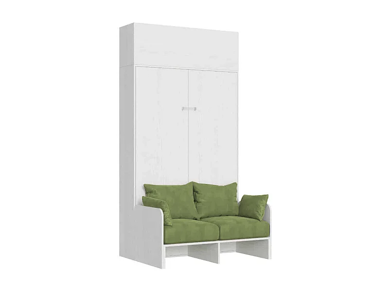 Kentaro 120 cm składane łóżko typu queen-size z sofą i białą, jesionową ścianką ścienną, kolor zielony