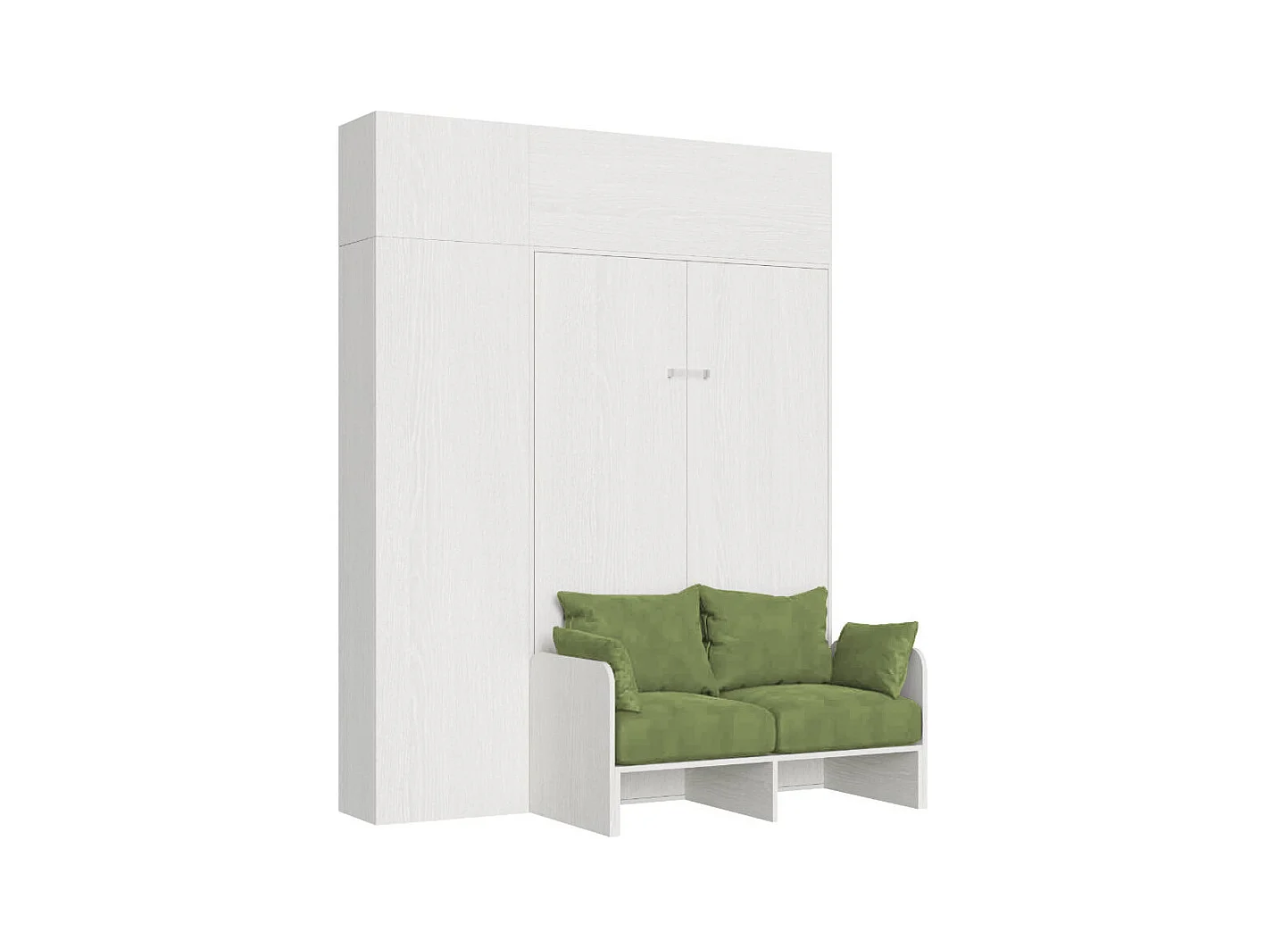 Kentaro 120 cm Klappbett in Queensize-Größe mit Sofa und Möbeln in Weiß, Esche und Grün