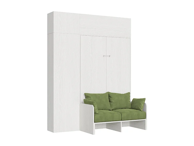 Kentaro 120 cm Klappbett in Queensize-Größe mit Sofa und Möbeln in Weiß, Esche und Grün