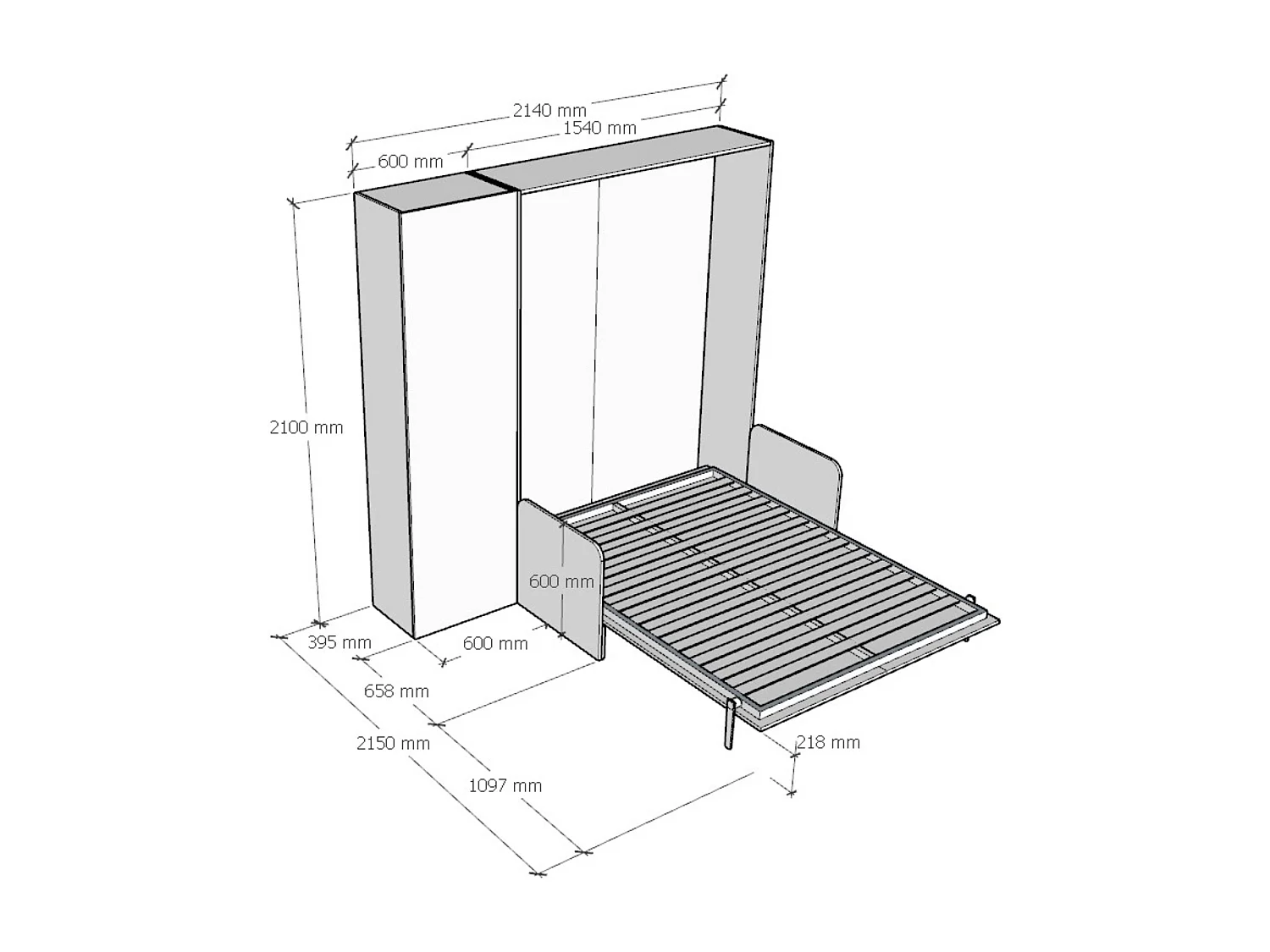 Kentaro 140cm opklapbed tweepersoonsbed met bank en notenhouten kolom, groen