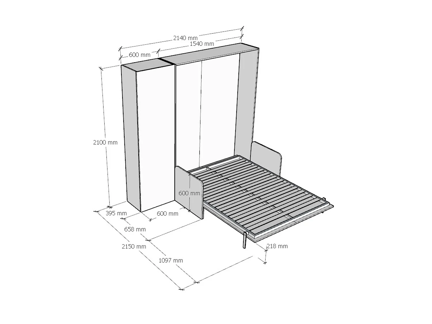 Kentaro 140cm opklapbed tweepersoonsbed met bank en notenhouten kolom, groen