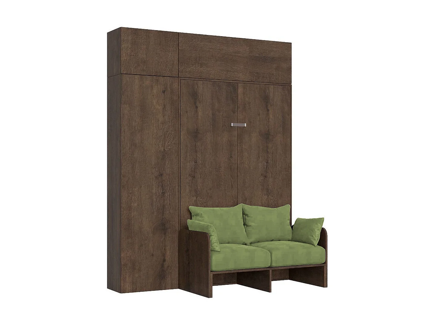 Kentaro 120cm opklapbed queensize met bank en notenhouten meubelen, groen