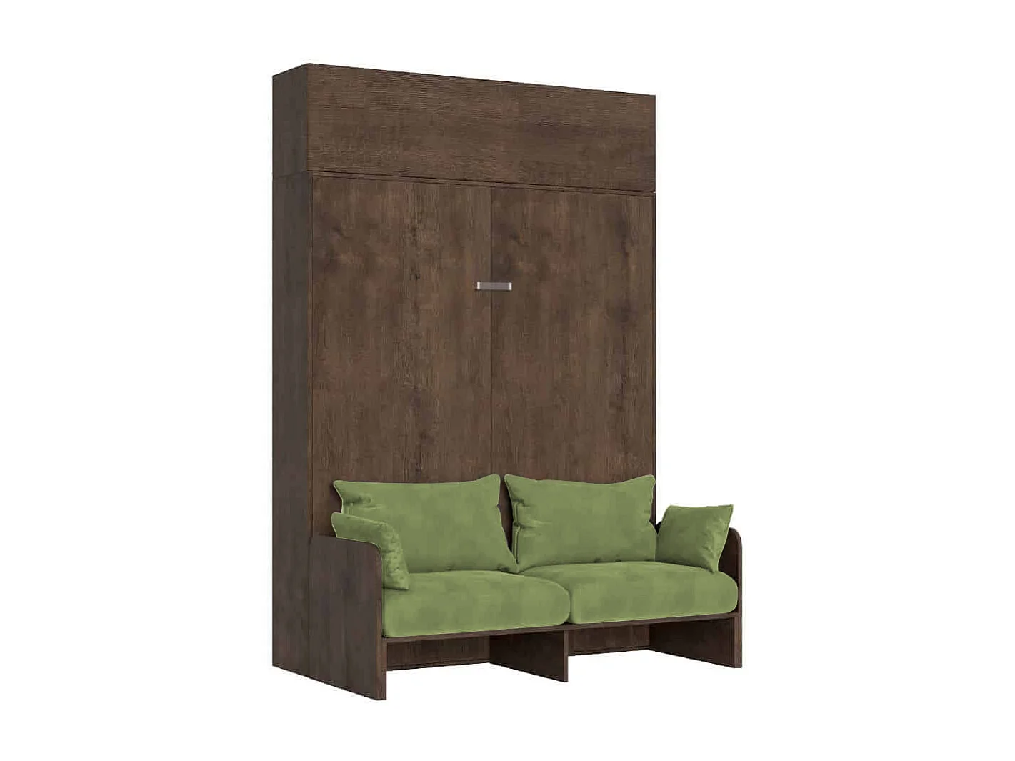 Kentaro opklapbed 160 cm met bank en wandmeubel in notenhout, groen