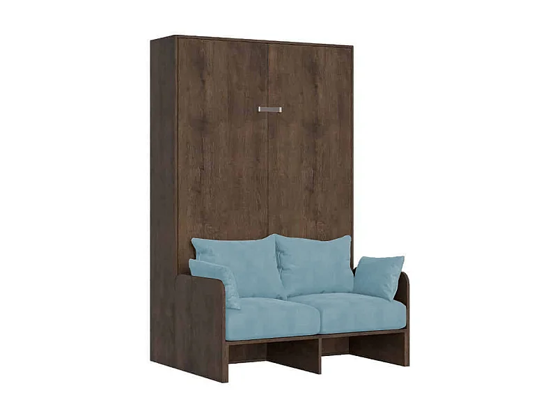 Kentaro 120 cm Klappbett in Queensize-Größe mit Walnuss-Sofa, hellblau