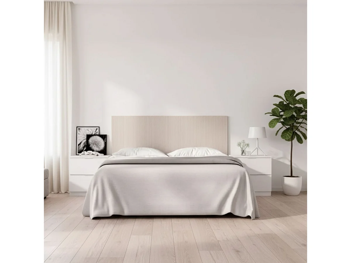 Conjunto de dormitorio Lusa cabecero + 2 mesitas de noche blanco/natural 106x259x34,2 cm