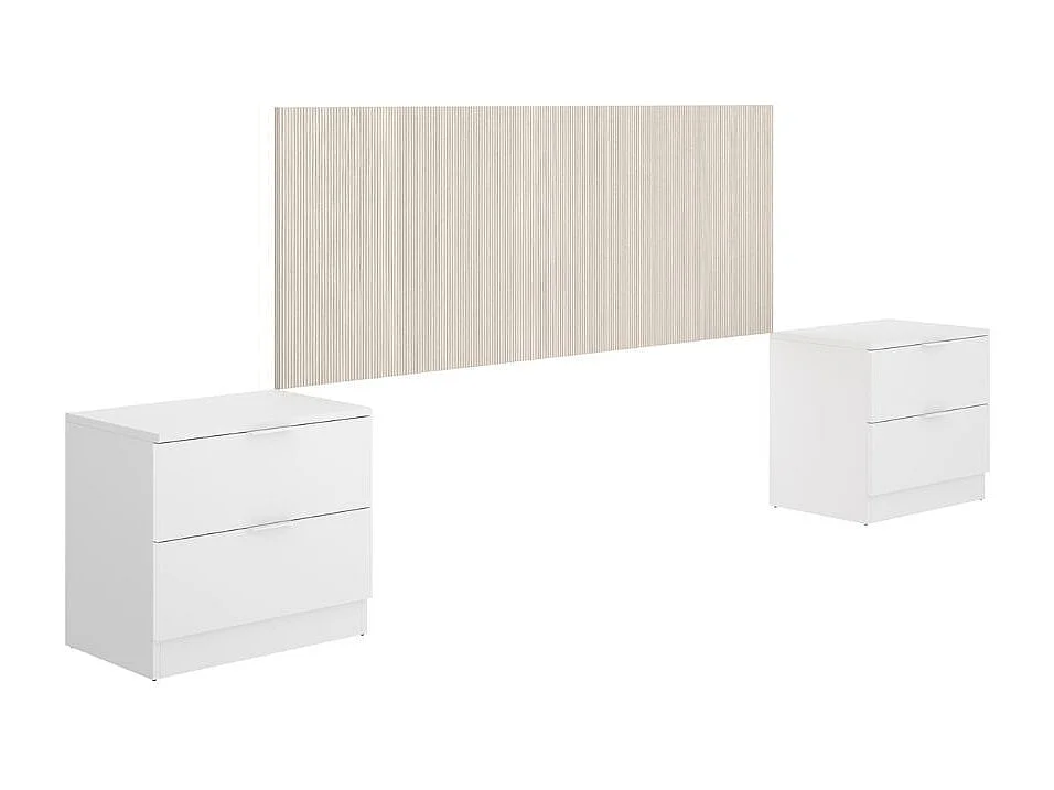 Conjunto de dormitorio Lusa cabecero + 2 mesitas de noche blanco/natural 106x259x34,2 cm