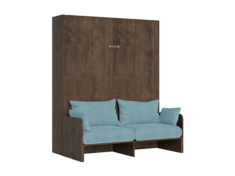 Kentaro 160 cm Klappbett für Doppelbett mit Sofa aus Walnussholz, hellblau