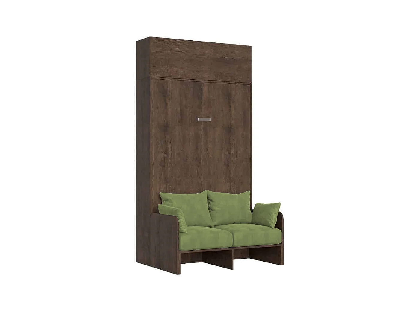 Kentaro 120 cm Klappbett in Queensize-Größe mit Sofa und Wandeinheit aus Walnussholz, grün