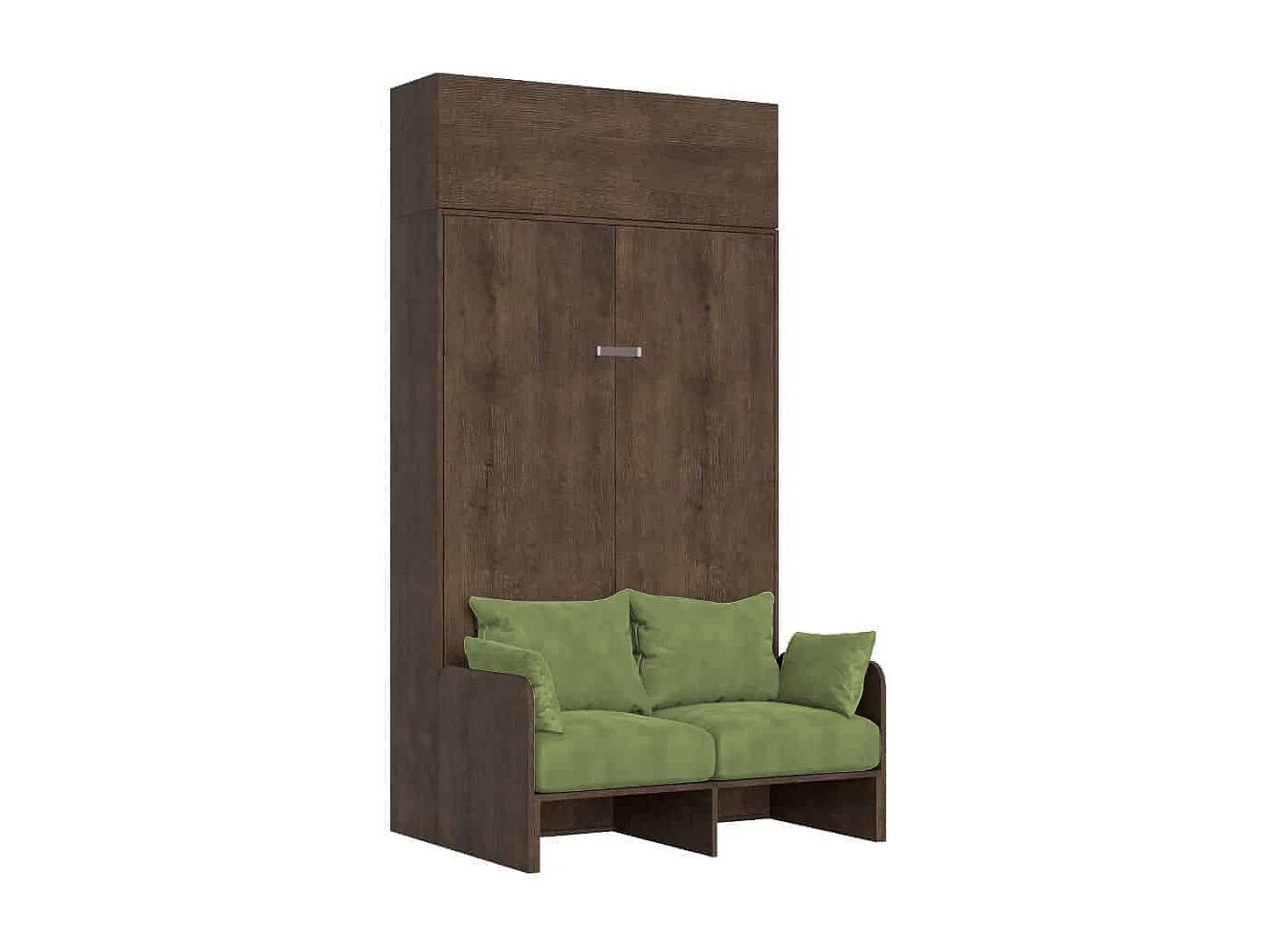 Kentaro 120cm opklapbaar queensize bed met bank en wandmeubel van walnoot, groen