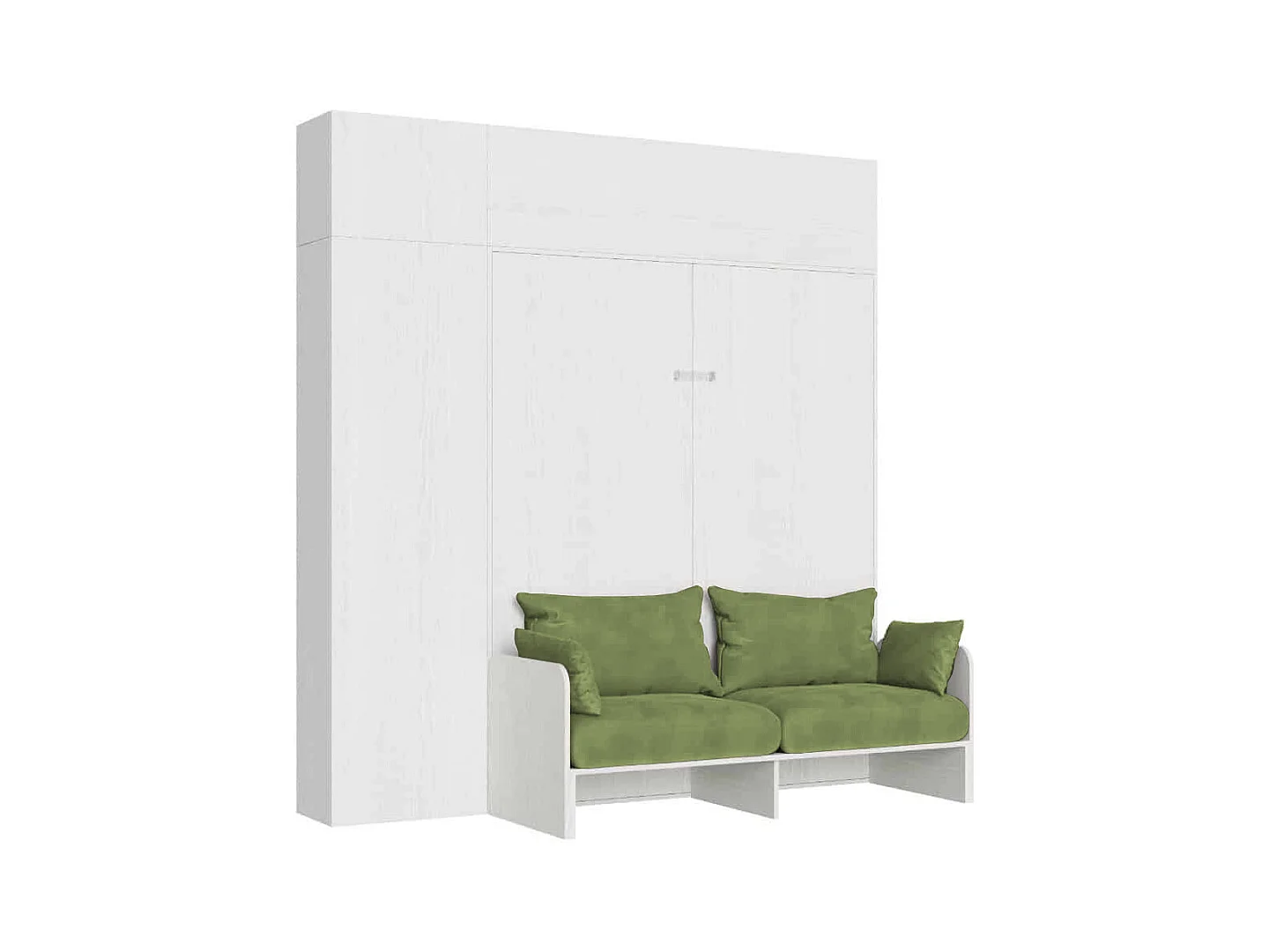 Cama doble plegable Kentaro de 160 cm con sofá y muebles de fresno blanco, verde