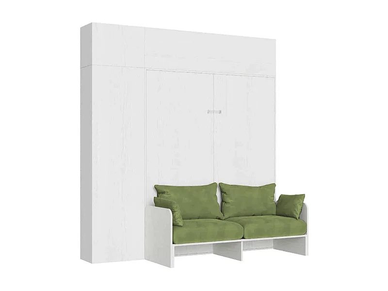 Kentaro 160 cm Klappbett für Doppelbett mit Sofa und Möbeln aus weißer Esche, grün