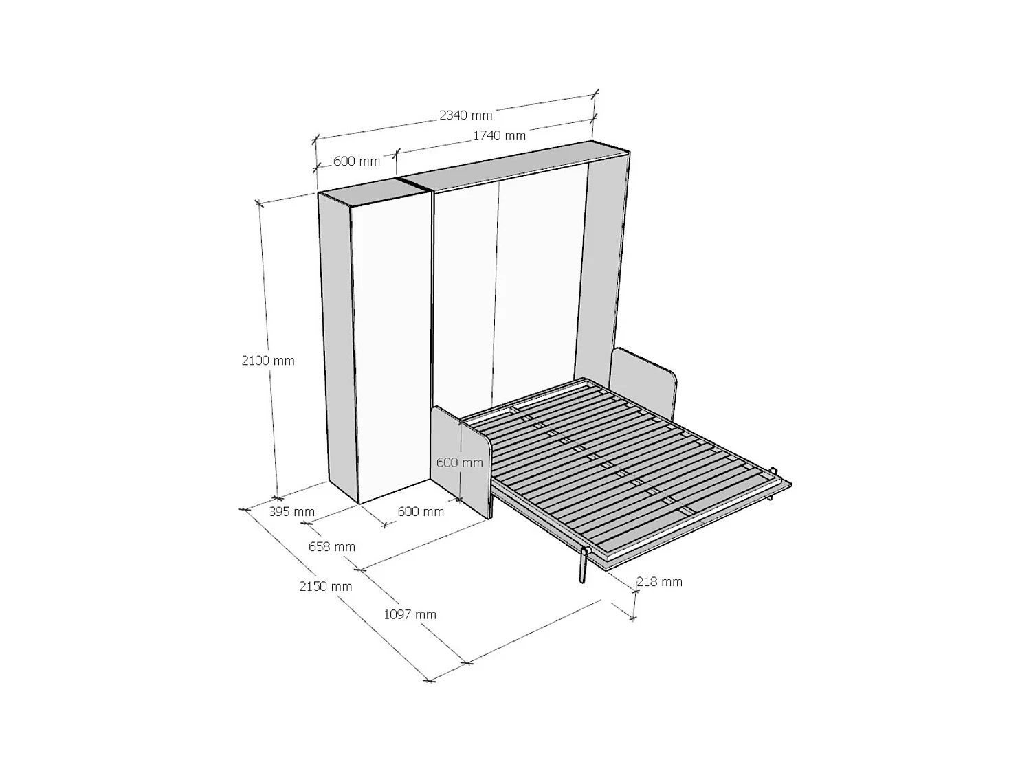 Kentaro 160 cm Klappdoppelbett mit Sofa und Säule in Esche weiß und grün