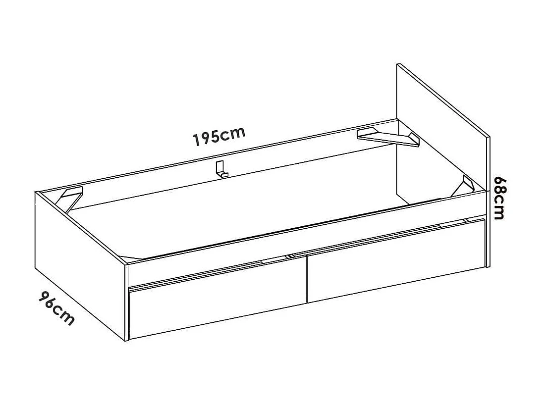 Cama Top con cajones blanco/natural 68x96x194,8 cm