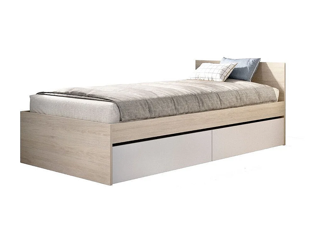 Cama Top con cajones blanco/natural 68x96x194,8 cm