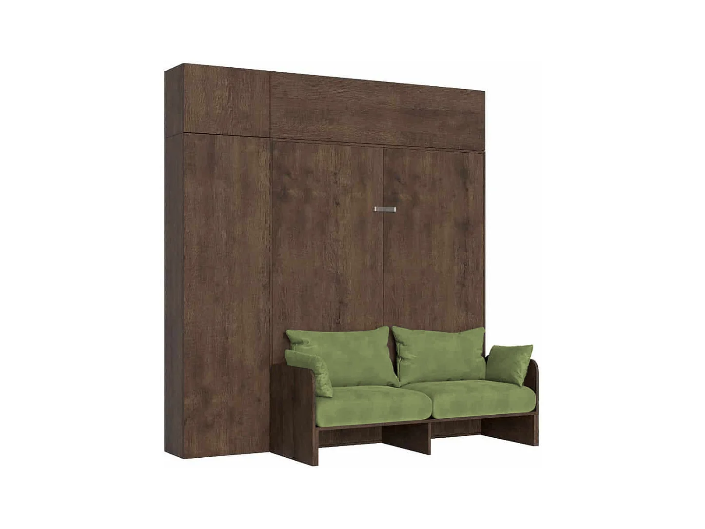 Kentaro 160 cm rozkładane łóżko podwójne z sofą i meblami orzechowymi, kolor zielony