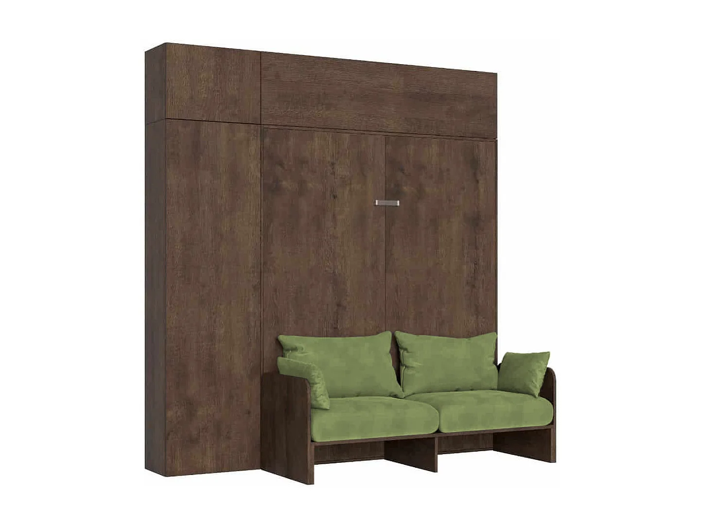 Kentaro 160cm opklapbed tweepersoonsbed met bank en notenhouten meubelen, groen