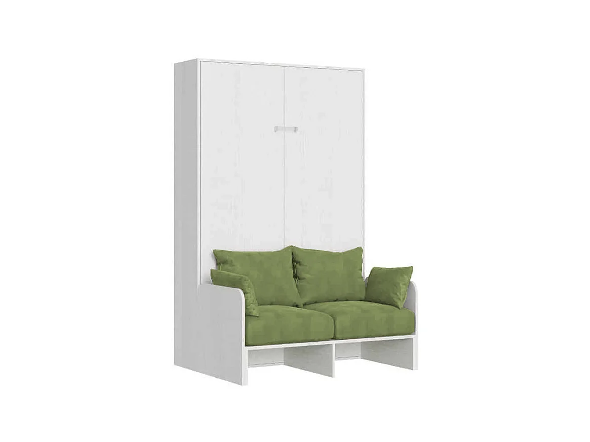 Kentaro 120 cm Klappbett in Queensize-Größe mit Sofa aus weißer Esche, grün
