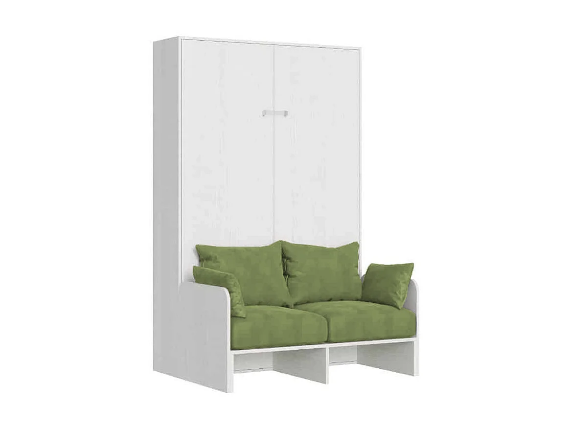 Kentaro 120cm opklapbaar queensize bed met witte essenhouten bank, groen