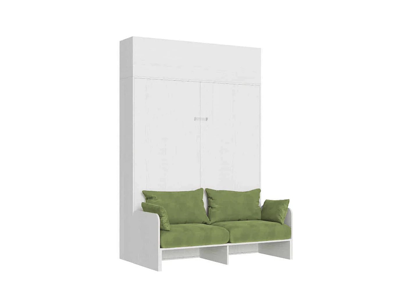 Kentaro 160cm opklapbaar tweepersoonsbed met bank en wandmeubel in witte essenkleur, groen