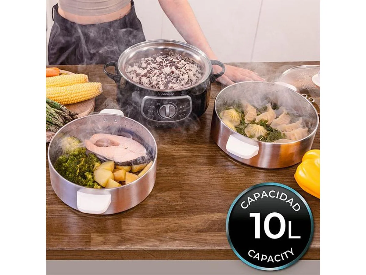 Vaporera Cecotec Vapovita SteelPot 1300W 10L acero inoxidable