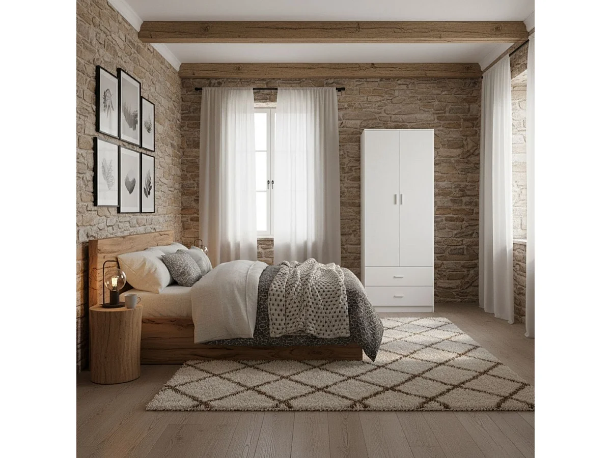 Armario Boreal 2 puertas y 2 cajones blanco 180x60x42 cm