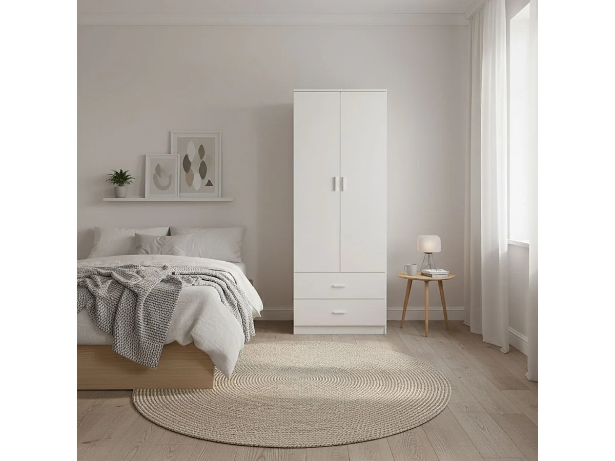 Armario Boreal 2 puertas y 2 cajones blanco 180x60x42 cm