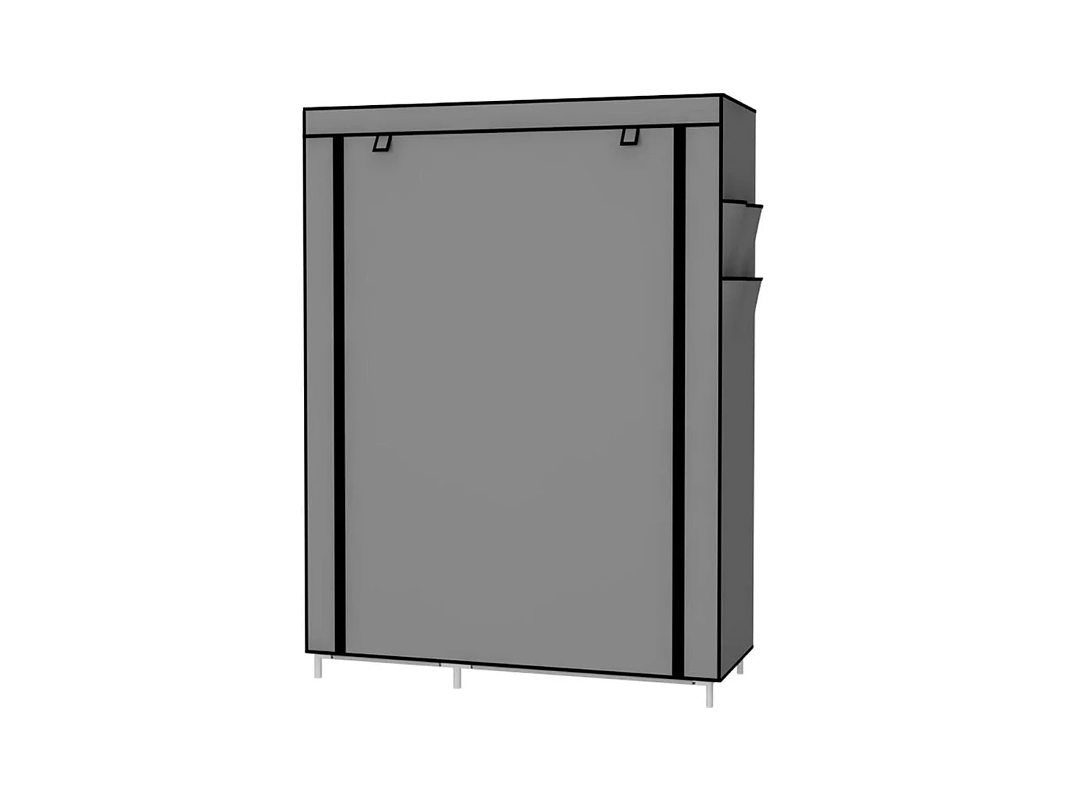 Armario de tela 6 estantes 1 barra para colgar 2 bolsillos gris 170x105x45 cm