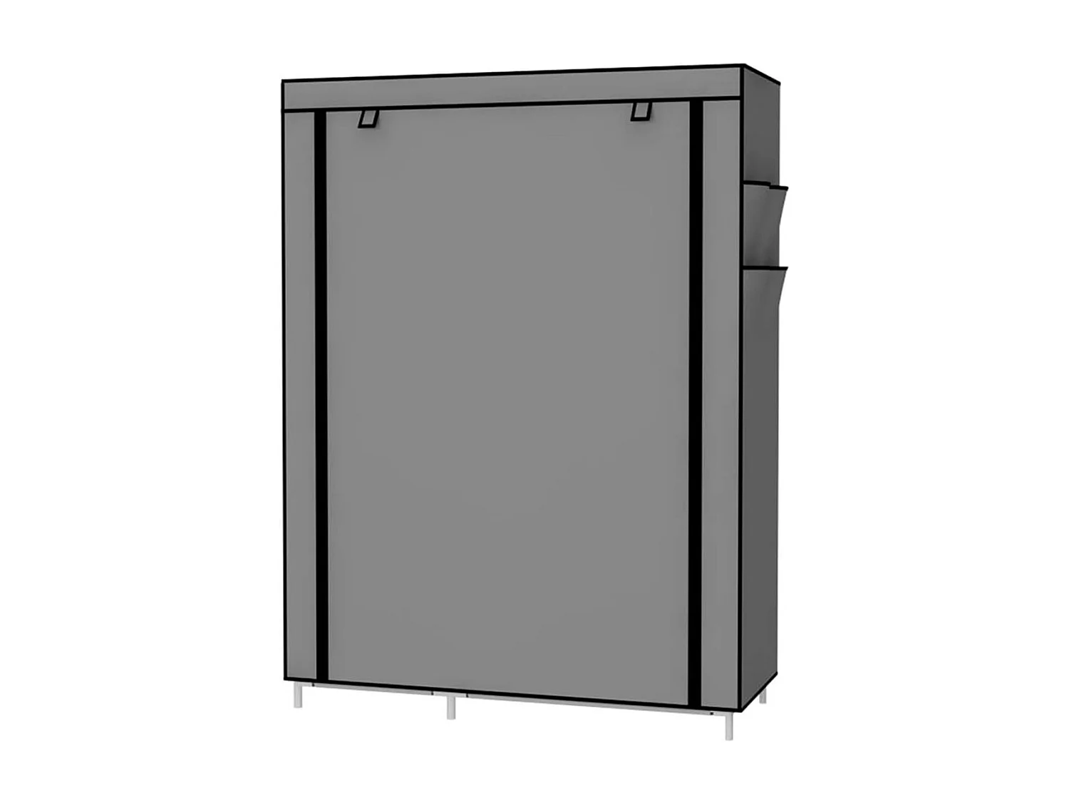 Armario de tela 6 estantes 1 barra para colgar 2 bolsillos gris 170x105x45 cm