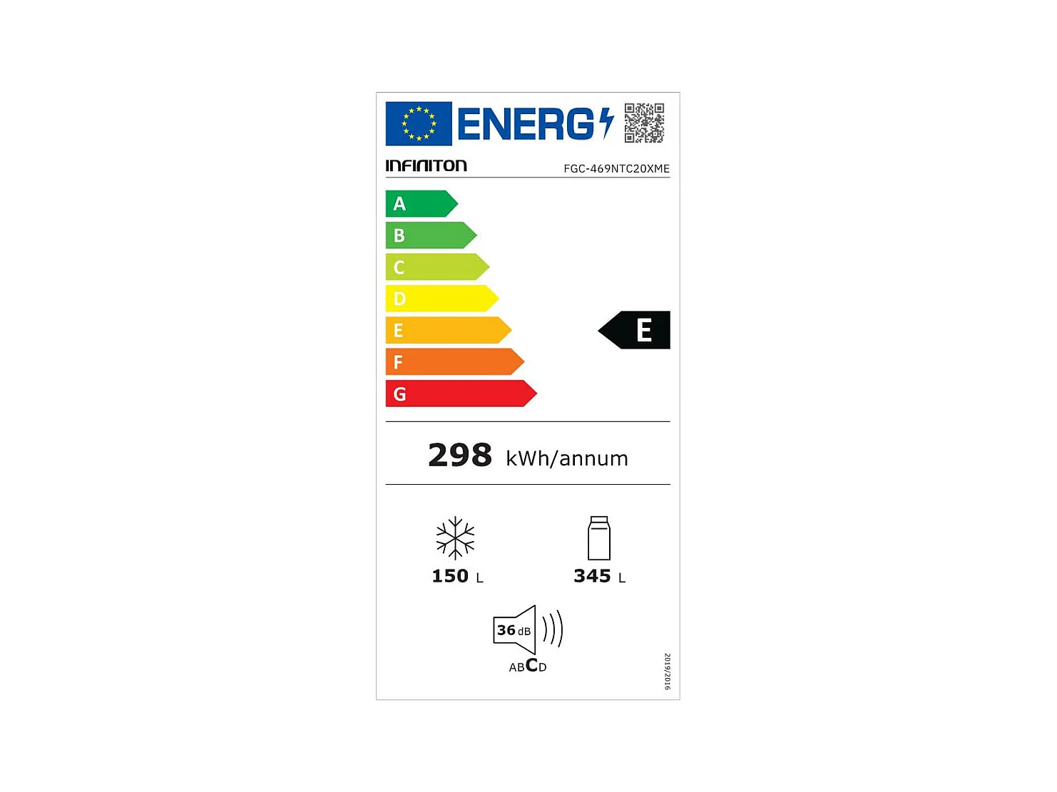 Frigorífico combi Infiniton FGC-469WC20XEM Total No Frost 495L E inox 200 cm