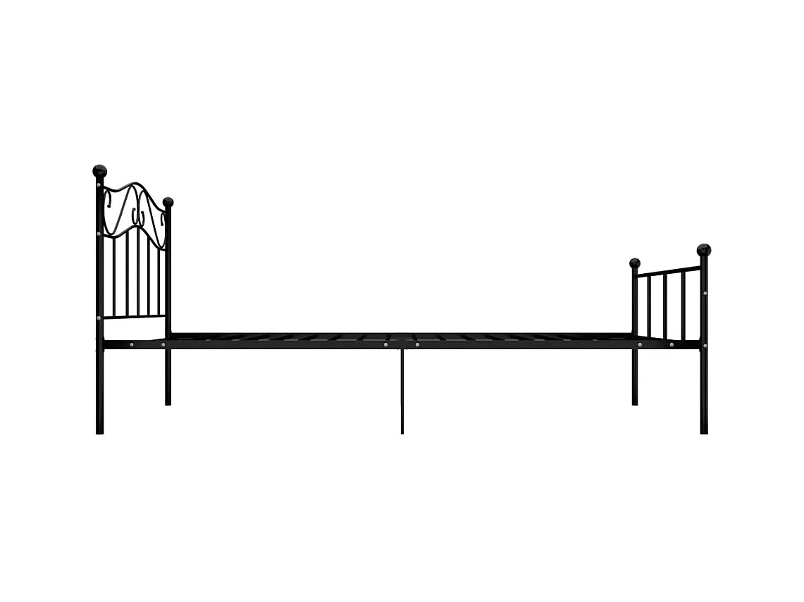Cadre de lit sans matelas noir métal 90x200 cm