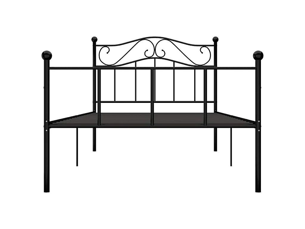 Cadre de lit sans matelas noir métal 90x200 cm