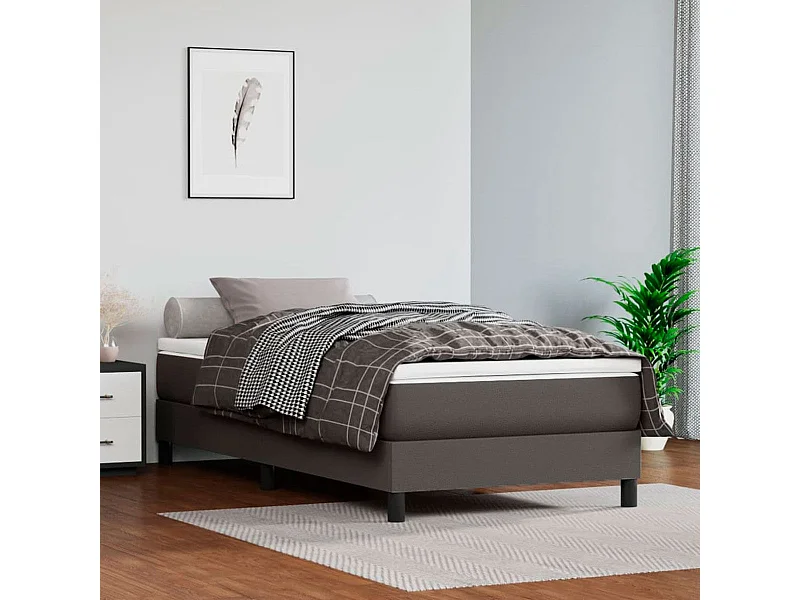 Estructura de cama Houston cuero sintético gris 90x200 cm