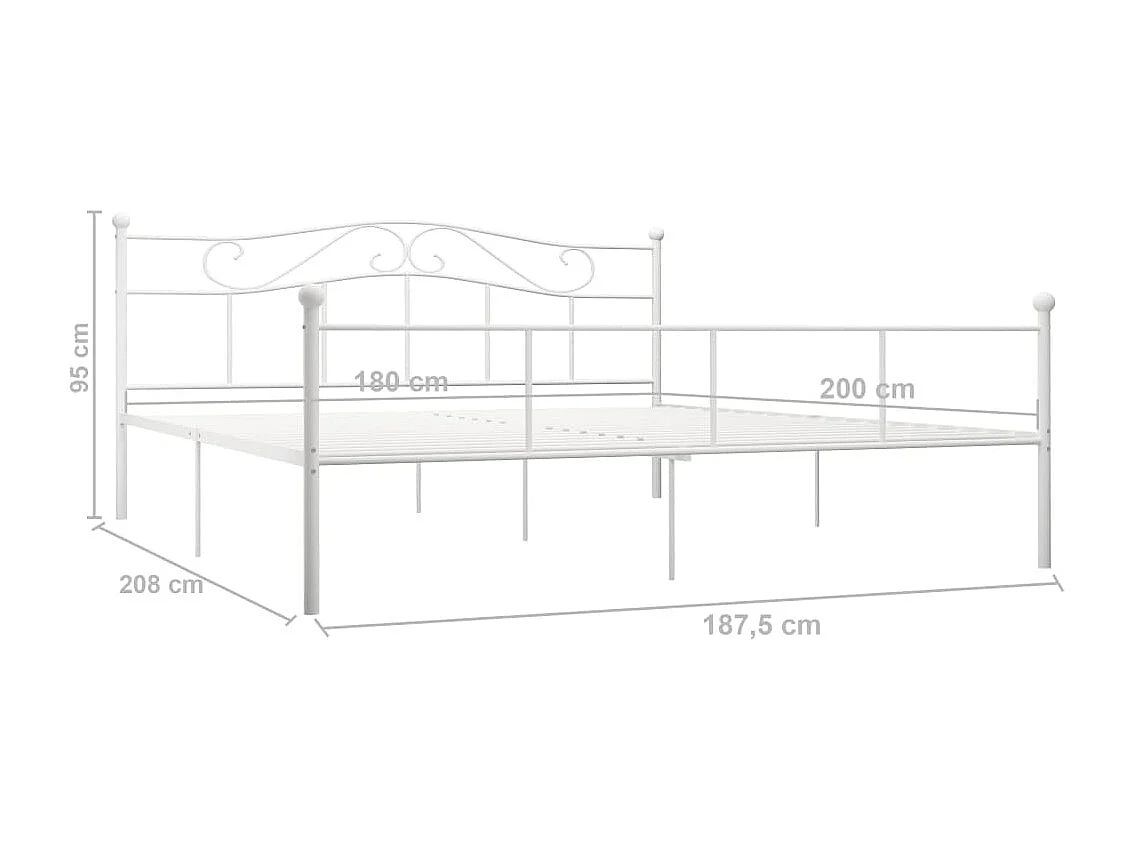 Cadre de lit sans matelas blanc métal 180x200 cm