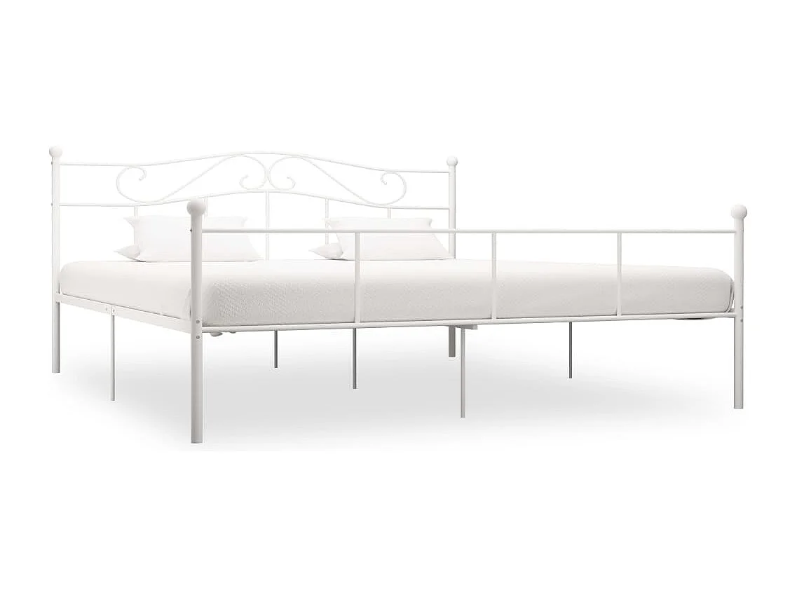 Cadre de lit sans matelas blanc métal 180x200 cm