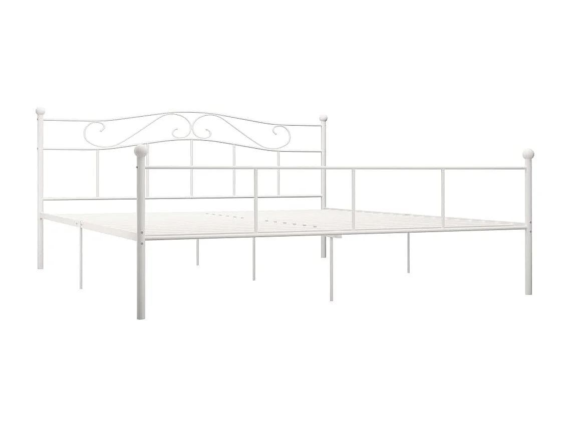 Cadre de lit sans matelas blanc métal 180x200 cm