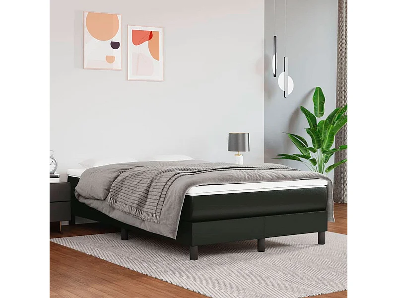 Estructura de cama Houston cuero sintético negro 140x200 cm